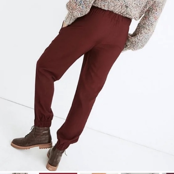 MADEWELL Women’s Drapey Seamed Track Trouser Jogger Pants In Maroon Size Small - Picture 3 of 8